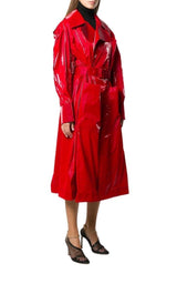 Belted Glossy Red Trench Coat Mugler