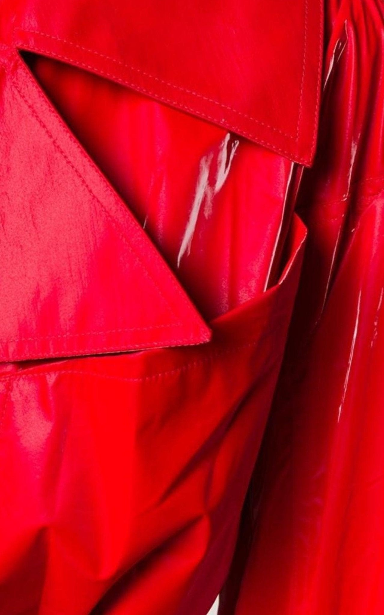 Mugler Belted Glossy Red Trench Coat - Runway Catalog