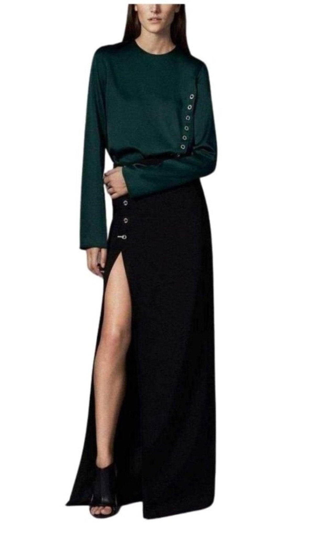 Mugler Eyelet Detail Stretch Crepe Maxi Skirt - Runway Catalog