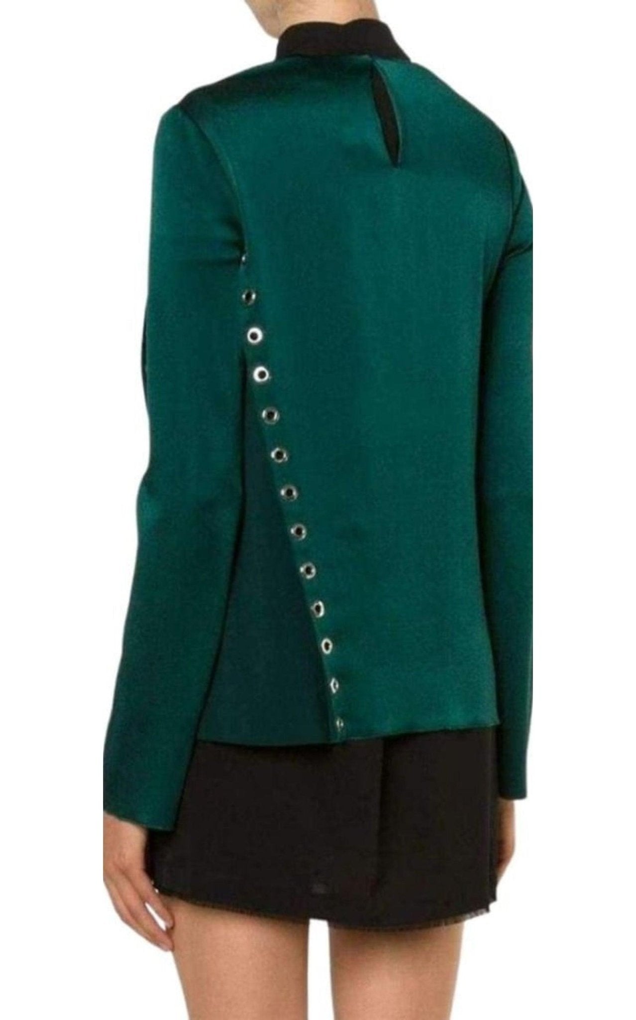 Mugler Forest Green Eyelet Detail Blouse - Runway Catalog