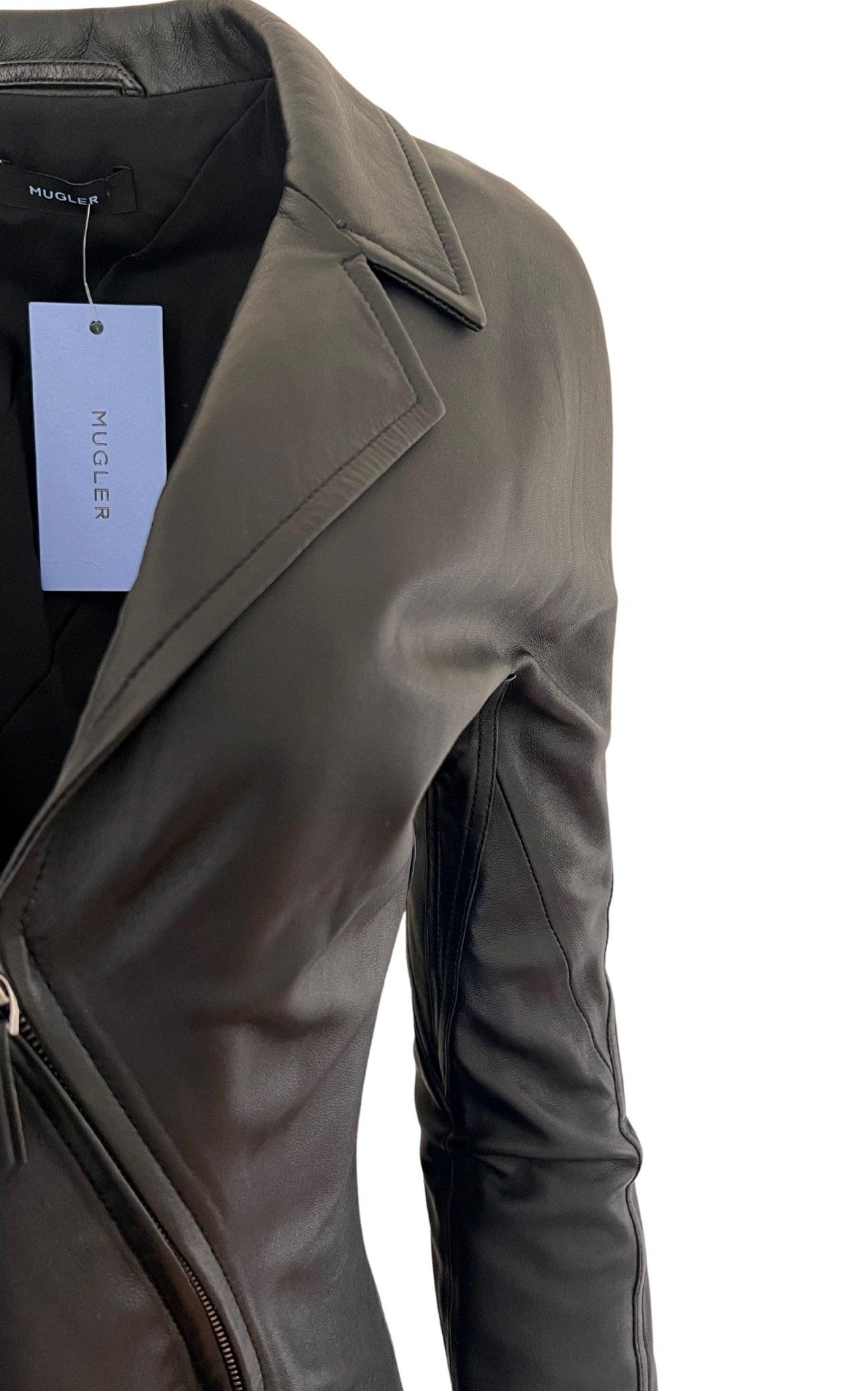 Mugler Runway Leather Dress Zip Closure - Runway Catalog
