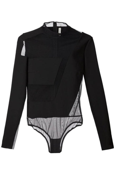 Mugler Sheer Panel Bodysuit - Runway Catalog