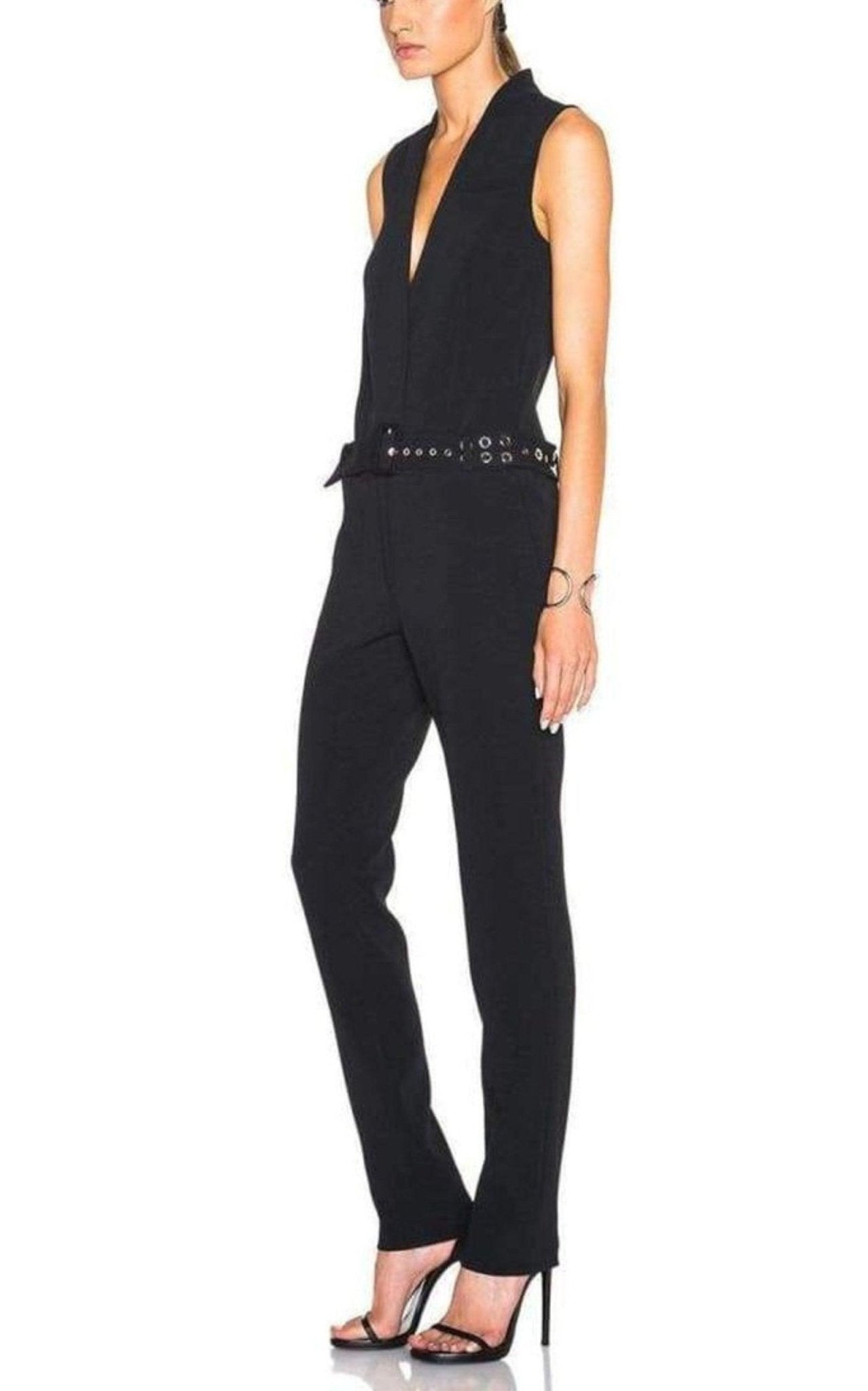 Mugler Sleeveless Stretch Crepe Jumpsuit - Runway Catalog