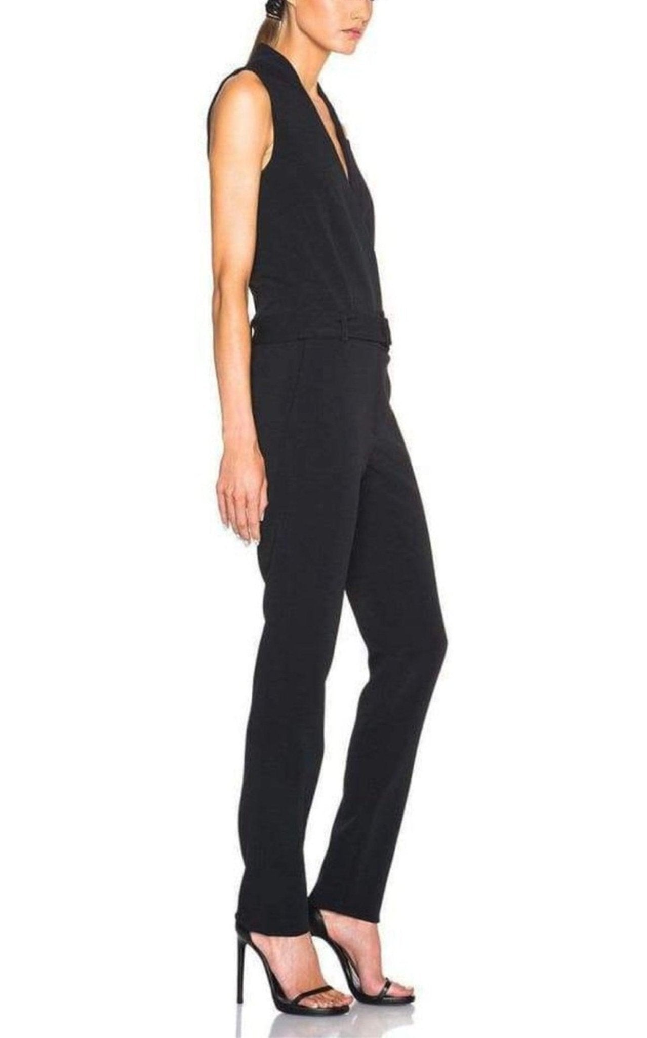 Mugler Sleeveless Stretch Crepe Jumpsuit - Runway Catalog
