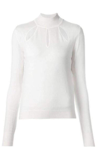 Mugler White Extra Fine Wool Cutout Detail Sweater - Runway Catalog