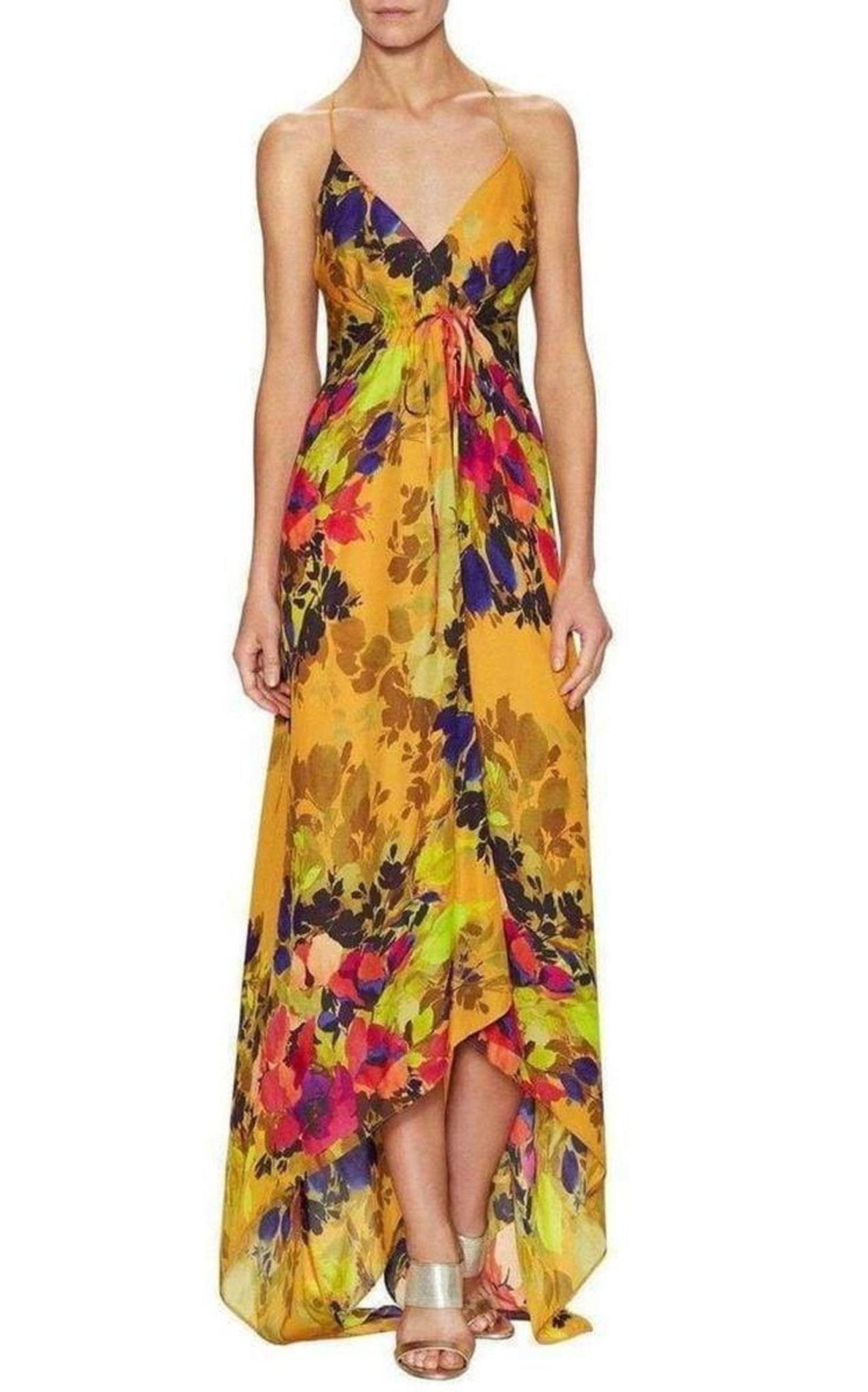 Nicole Miller Angelina Botanic Silk Maxi Dress - Runway Catalog