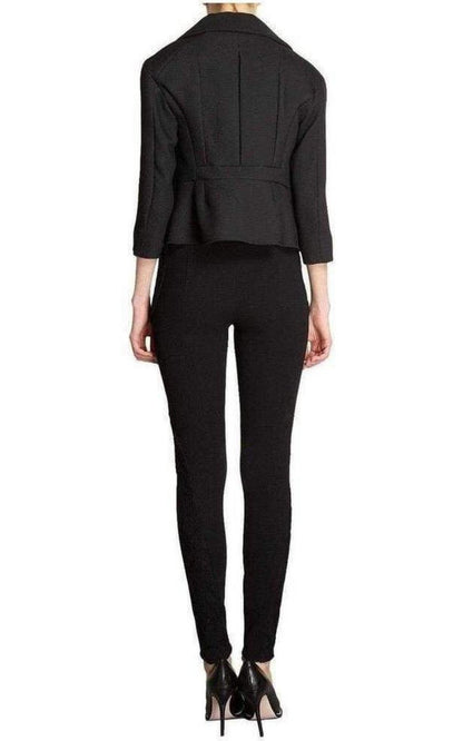 Black Lace Trim Wool Leggings Trousers Nina Ricci