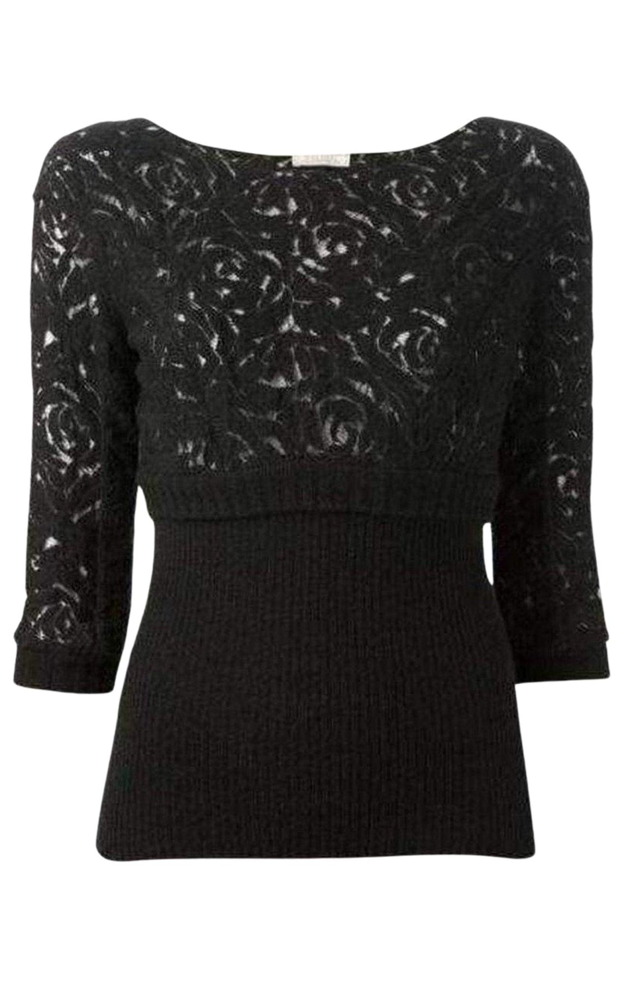 Nina Ricci Black Wool Blend Lace Sweater - Runway Catalog