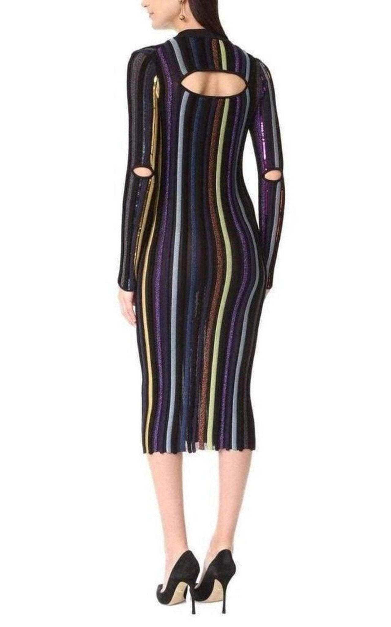 Nina Ricci Long Sleeve Sequin Embellished Knit Bayadere Dress - Runway Catalog