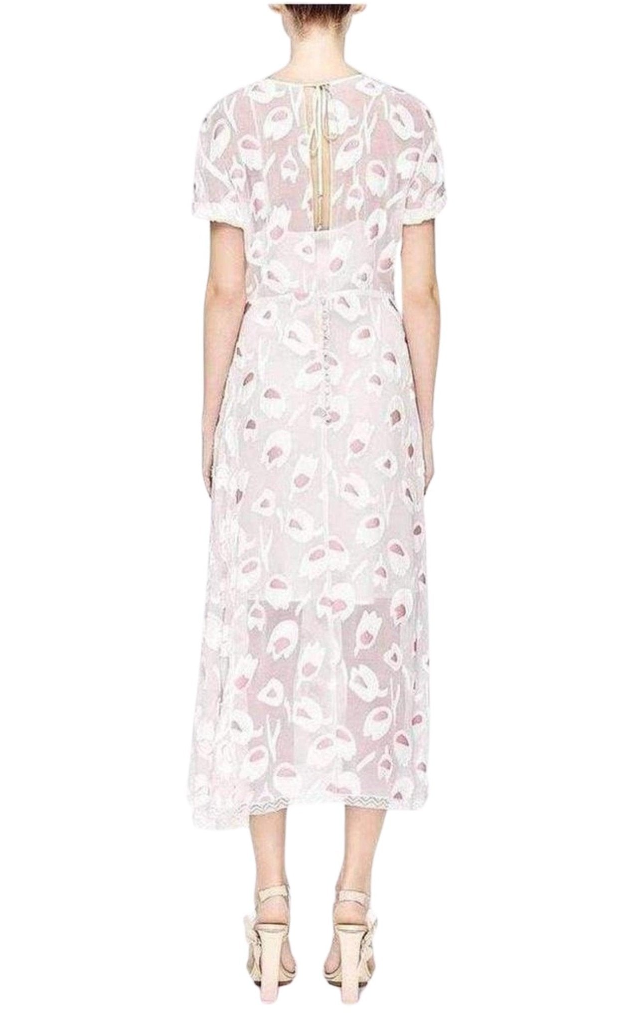 Nina Ricci Rose Pivoine And Natural Floral Silk Blend Dress - Runway Catalog