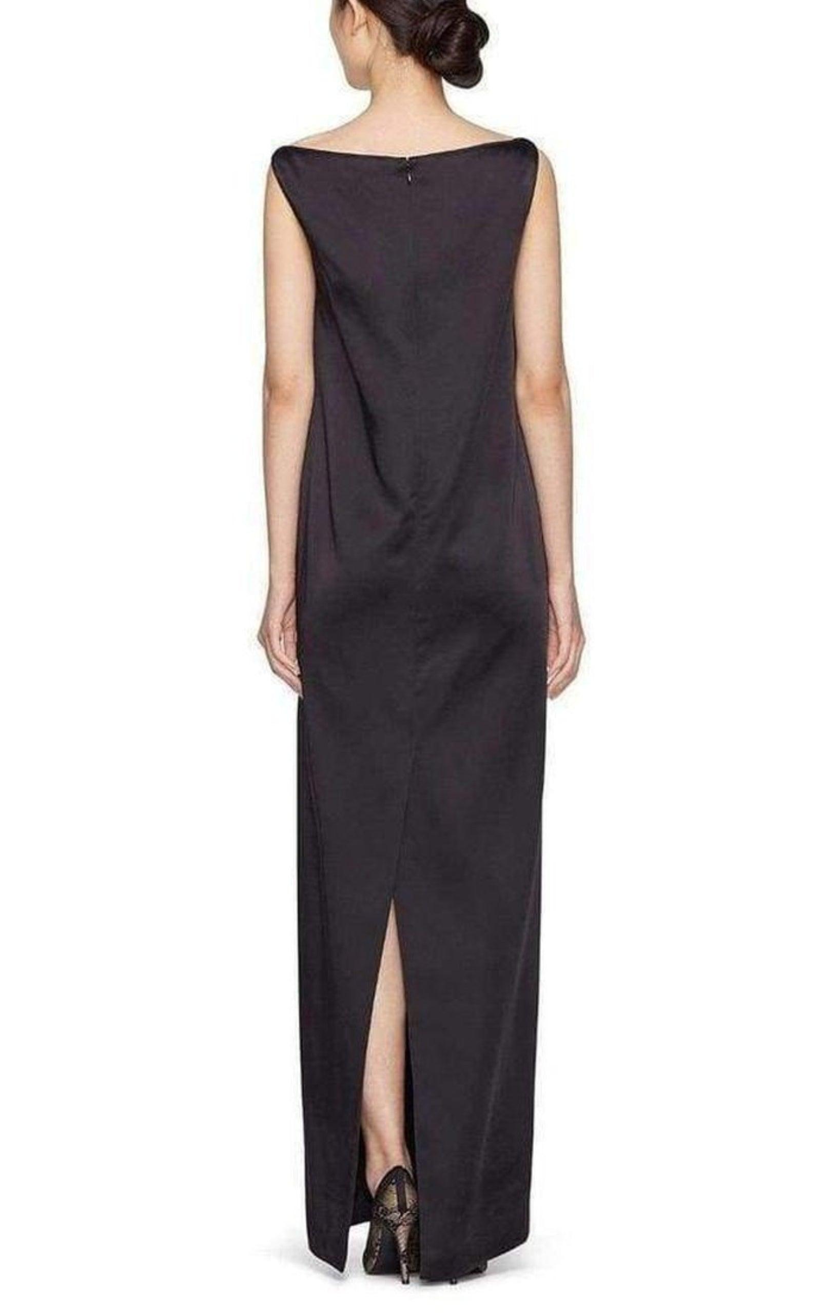 Sleeveless Black Satin Maxi Gown Nina Ricci