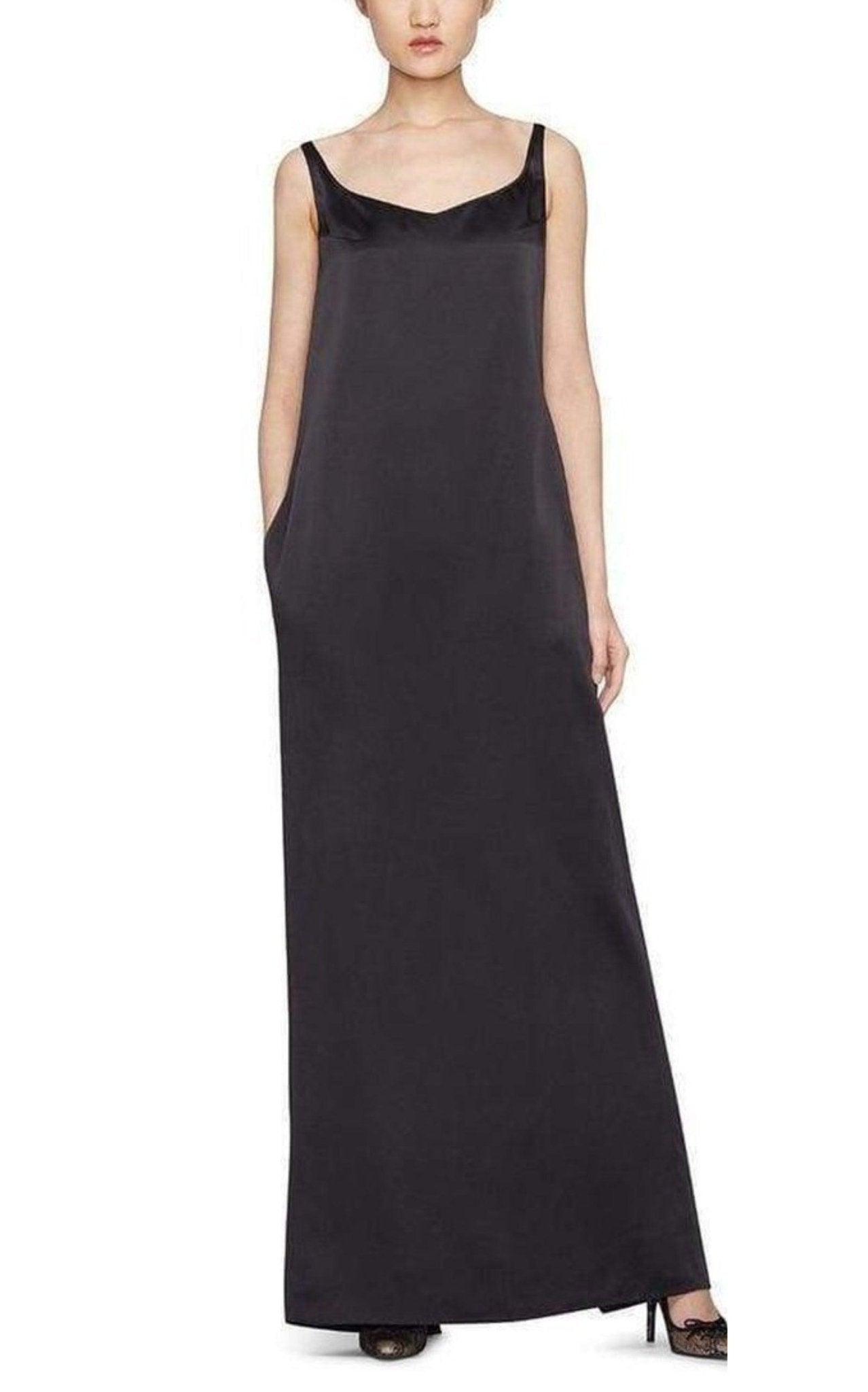 Nina Ricci Sleeveless Black Satin Maxi Gown - Runway Catalog