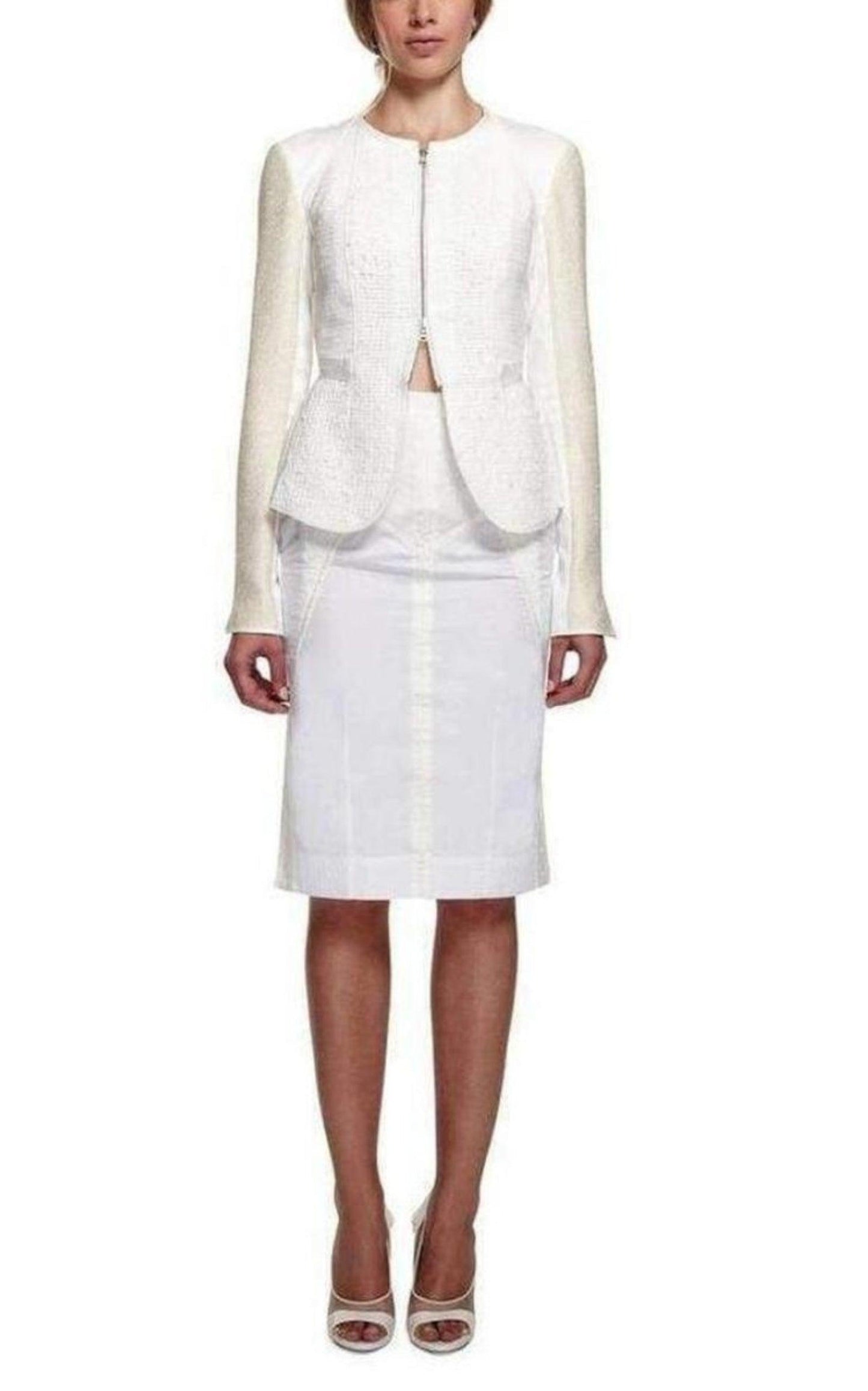 White Tailored Cotton Lace Back Jacket Nina Ricci