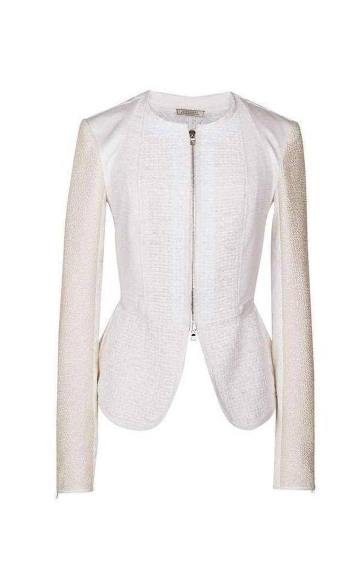 Nina Ricci White Tailored Cotton Lace Back Jacket - Runway Catalog