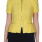 Yellow Tweed Cropped Blazer Jacket Nina Ricci