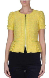 Yellow Tweed Cropped Blazer Jacket Nina Ricci