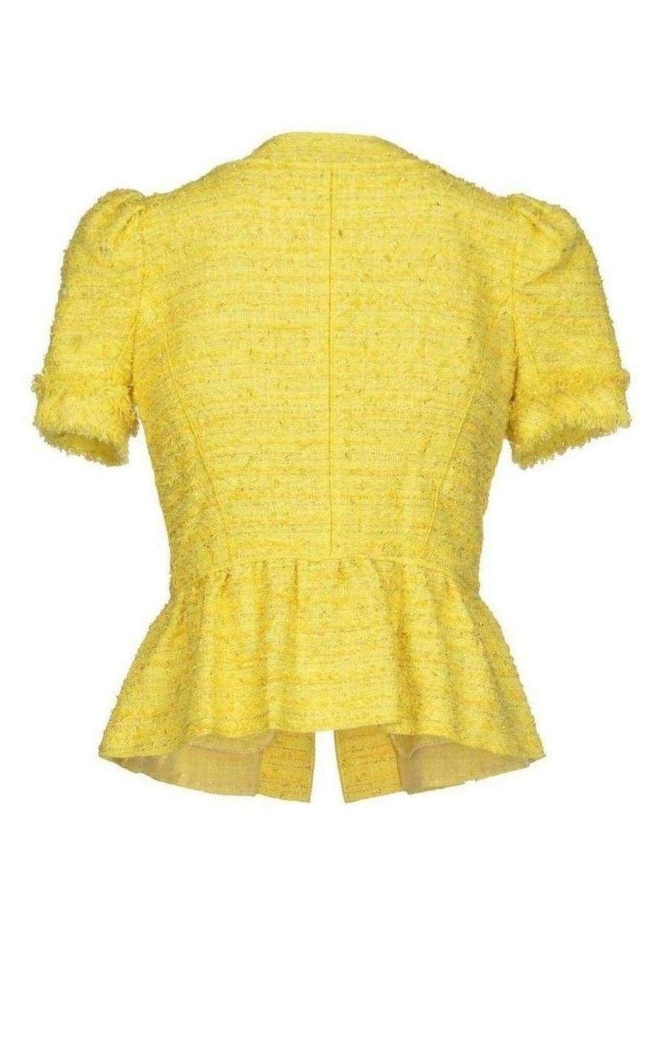 Nina Ricci Yellow Tweed Cropped Blazer Jacket - Runway Catalog