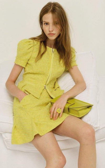 Yellow Tweed Mini Skirt Nina Ricci