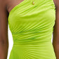  ValentinoOne-shoulder Pleated Silk Crepe Midi Dress - Runway Catalog