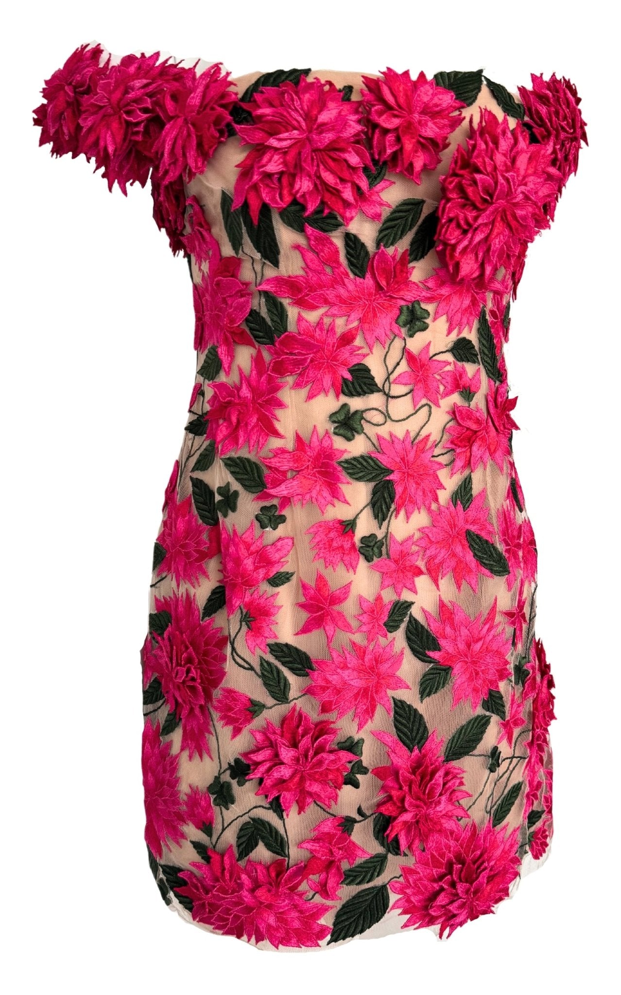 Oscar de la Renta Dahlia Floral - appliqué Mini Dress - Runway Catalog
