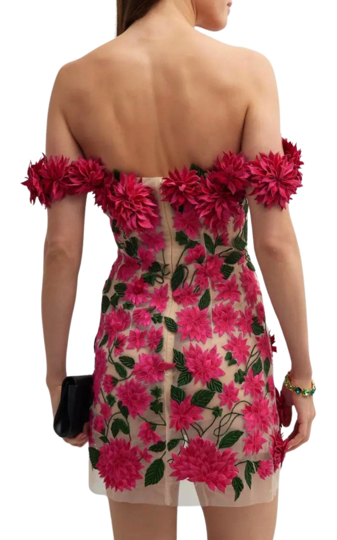 Oscar de la Renta Dahlia Floral - appliqué Mini Dress - Runway Catalog