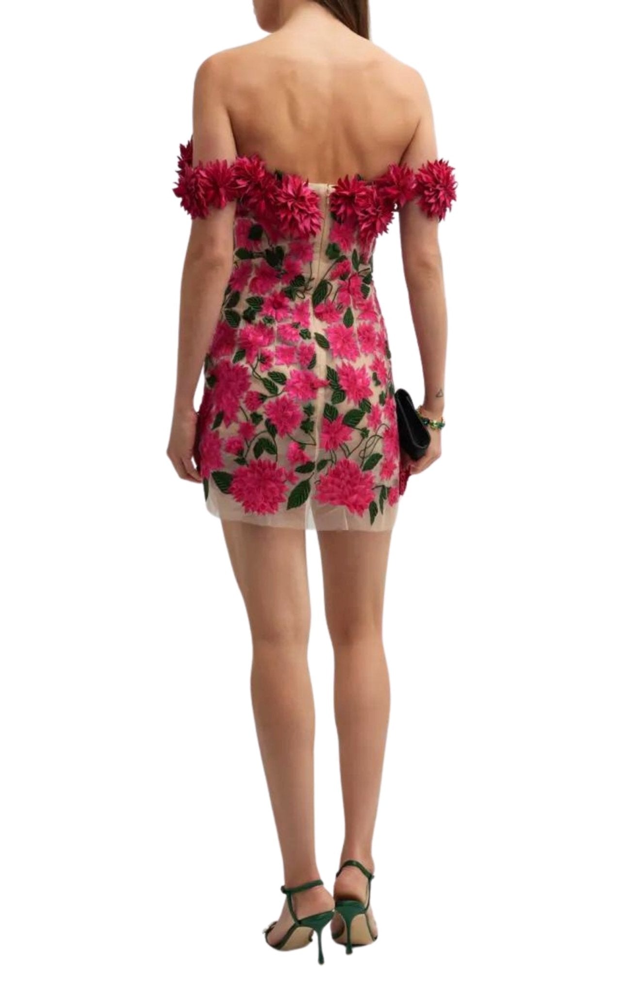 Oscar de la Renta Dahlia Floral - appliqué Mini Dress - Runway Catalog
