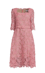 Floral Guipure Lace Dress Oscar de la Renta