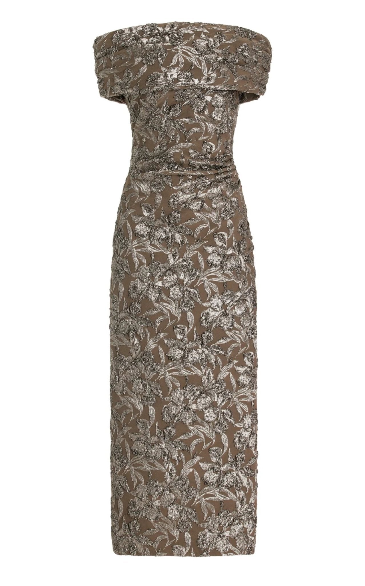 Oscar de la Renta Floral Metallic Jacquard Midi Dress - Runway Catalog