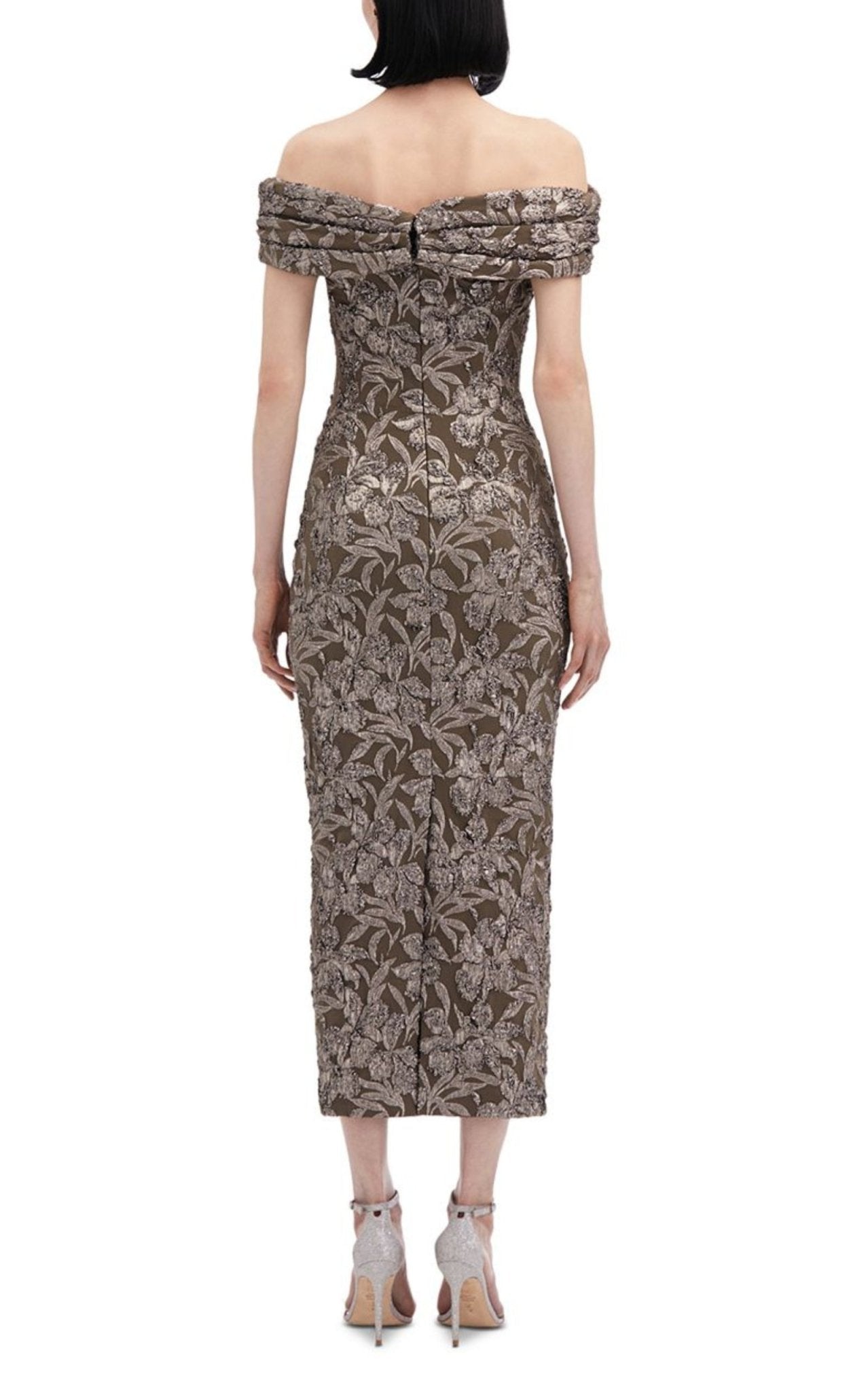 Oscar de la Renta Floral Metallic Jacquard Midi Dress - Runway Catalog