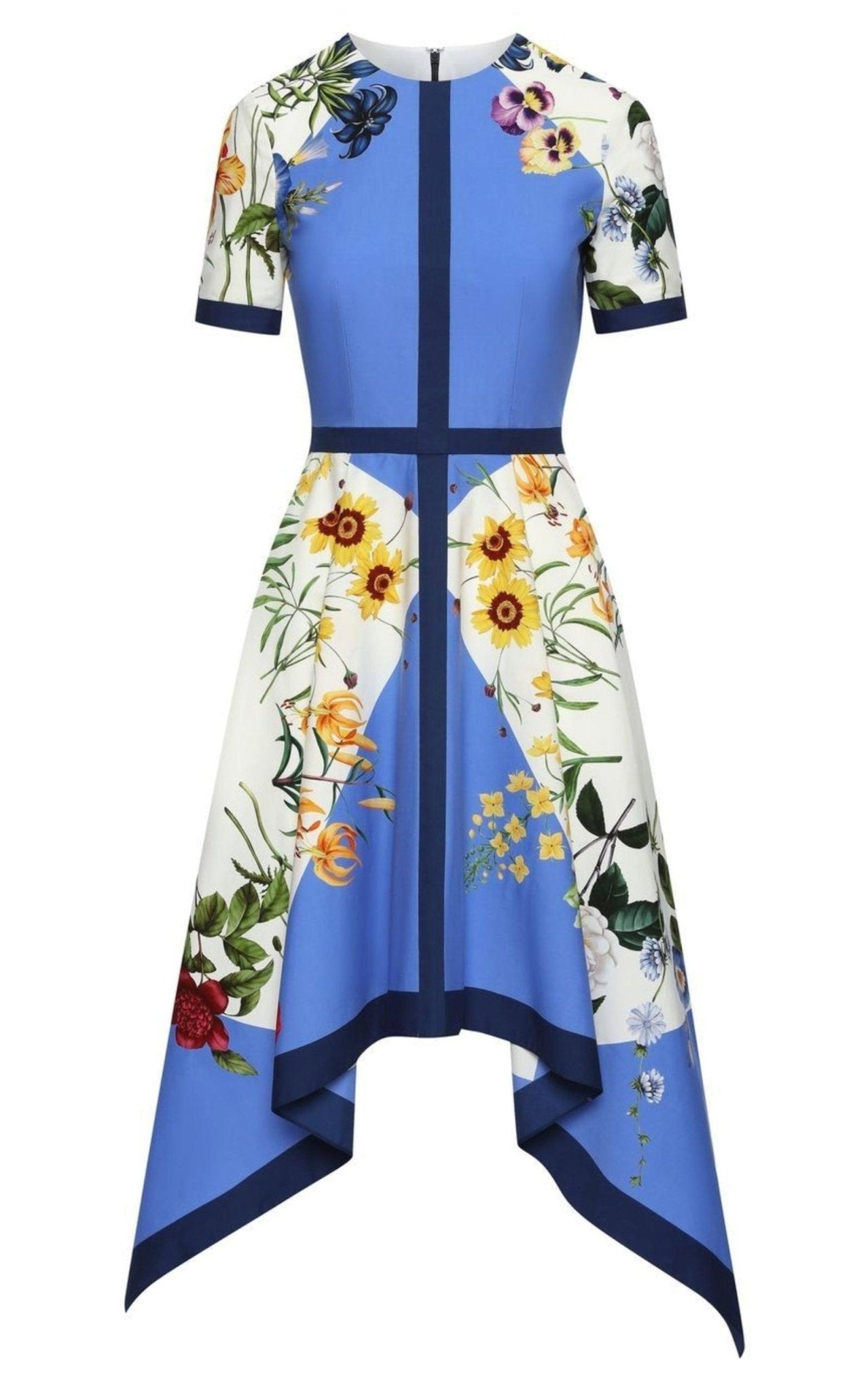 Oscar de la Renta Floral - print Flared Cotton Dress - Runway Catalog