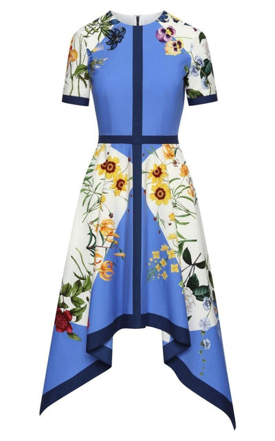 Oscar de la Renta Floral - print Flared Cotton Dress - Runway Catalog