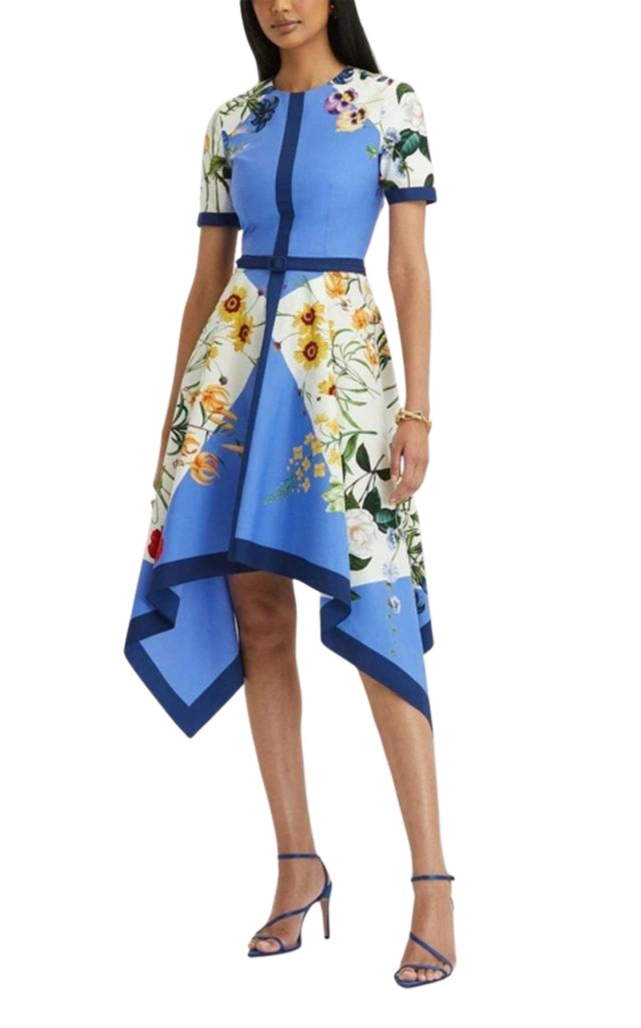 Oscar de la Renta Floral - print Flared Cotton Dress - Runway Catalog