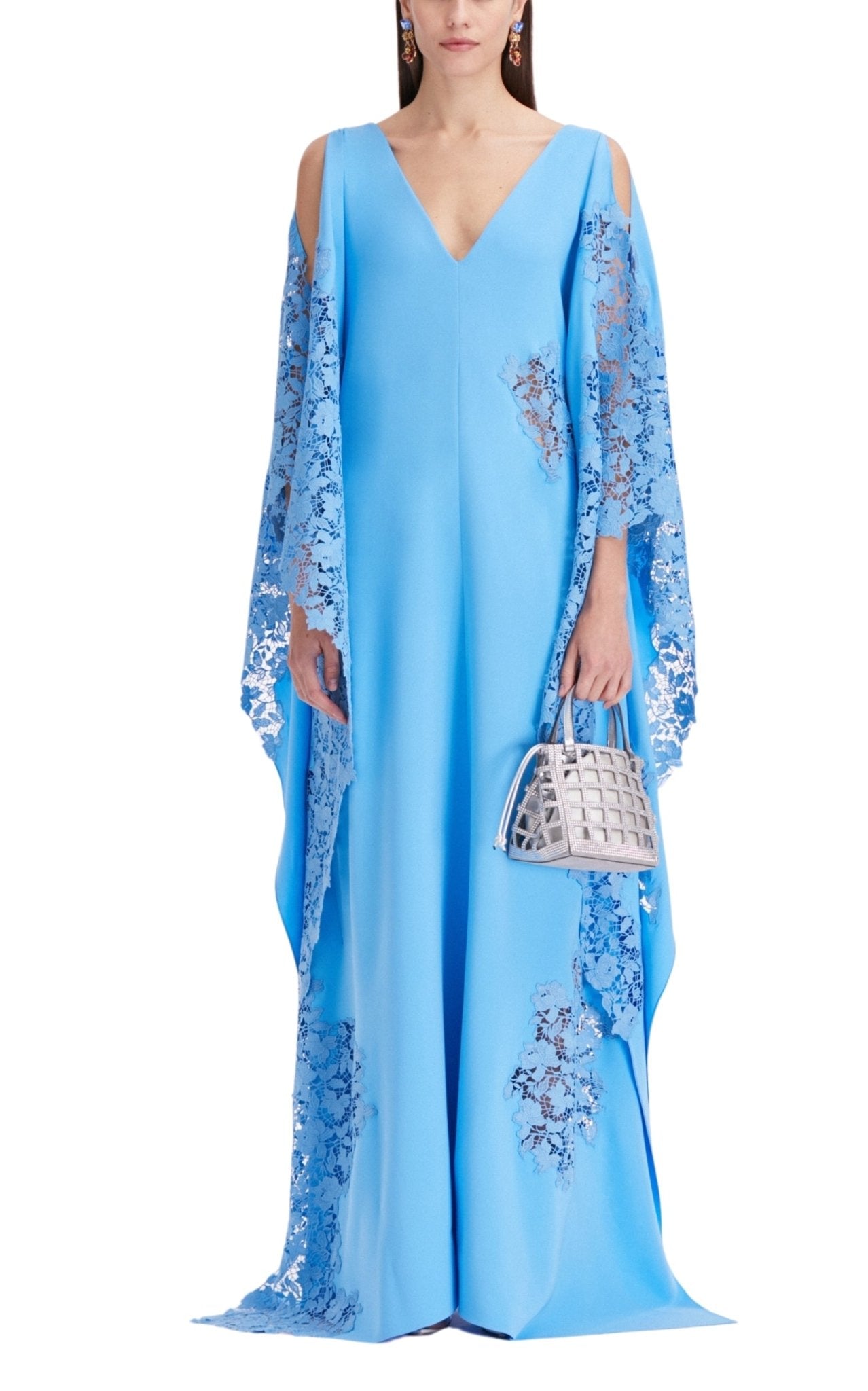 Oscar de la Renta Gardenia - Lace Silk - Georgette Caftan Gown - Runway Catalog