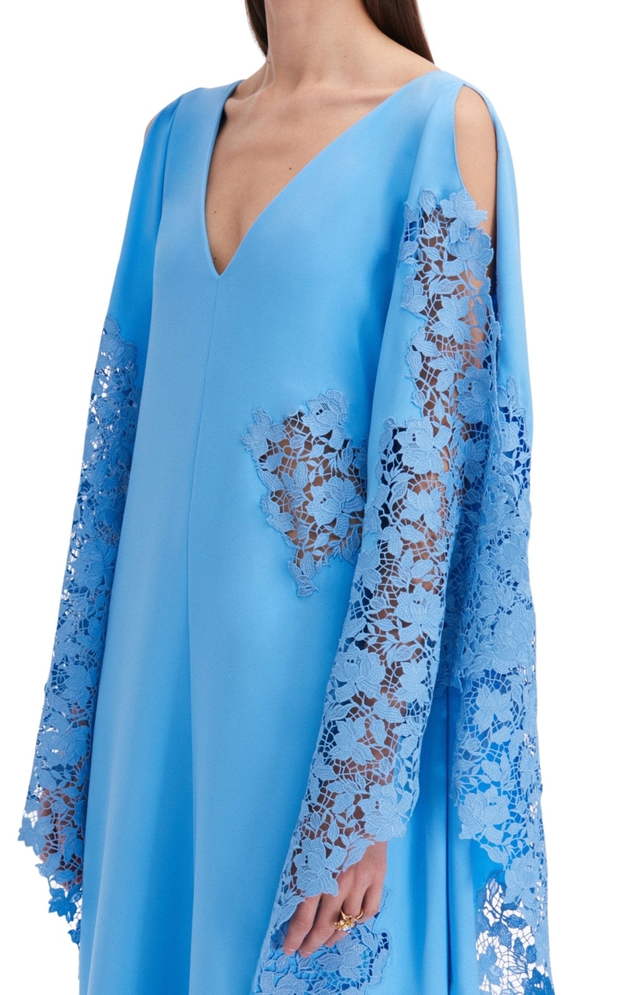 Oscar de la Renta Gardenia - Lace Silk - Georgette Caftan Gown - Runway Catalog