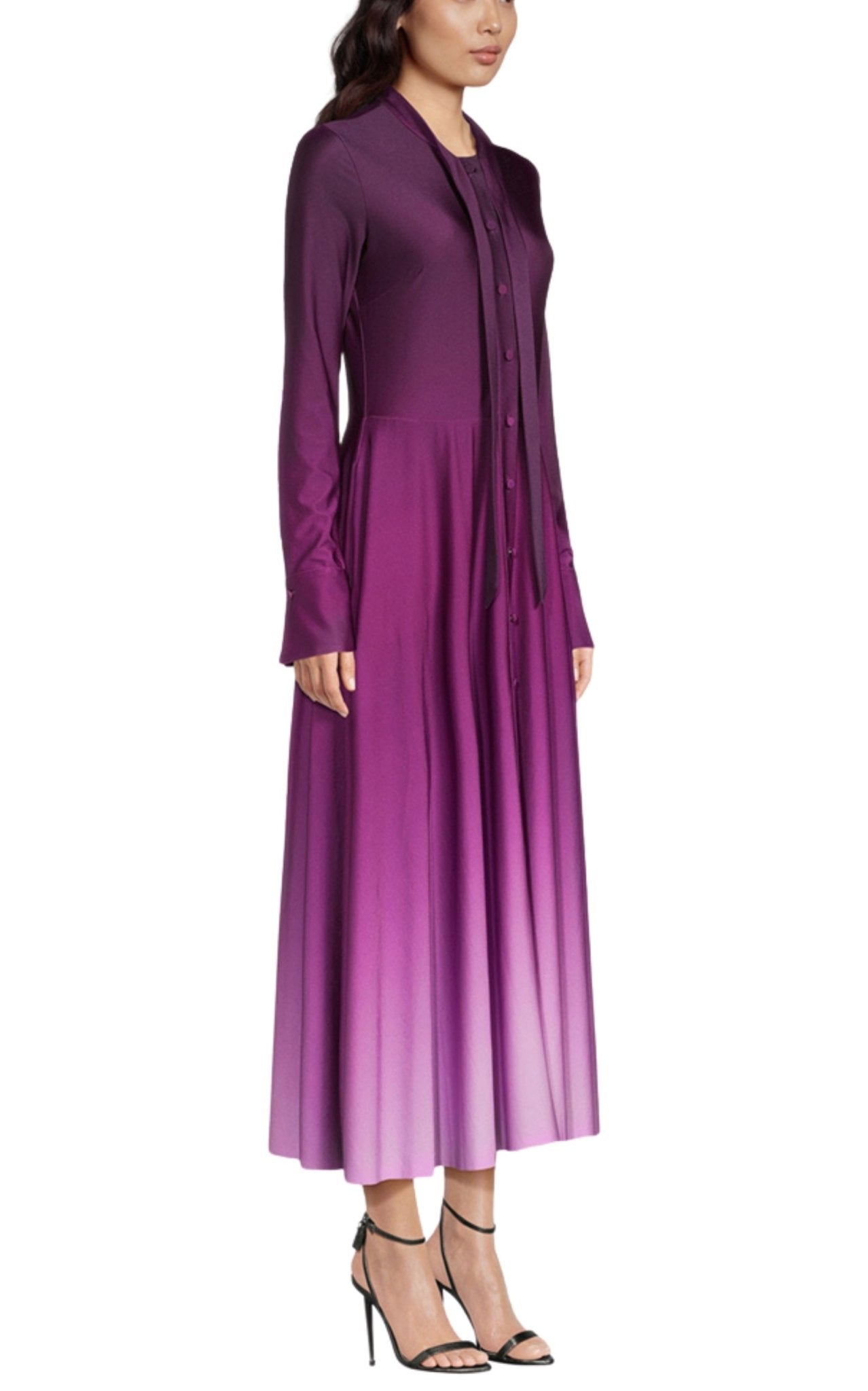Oscar de la Renta Long - Sleeve Ombre Jersey Midi Dress - Runway Catalog