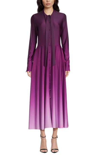 Oscar de la Renta Long - Sleeve Ombre Jersey Midi Dress - Runway Catalog