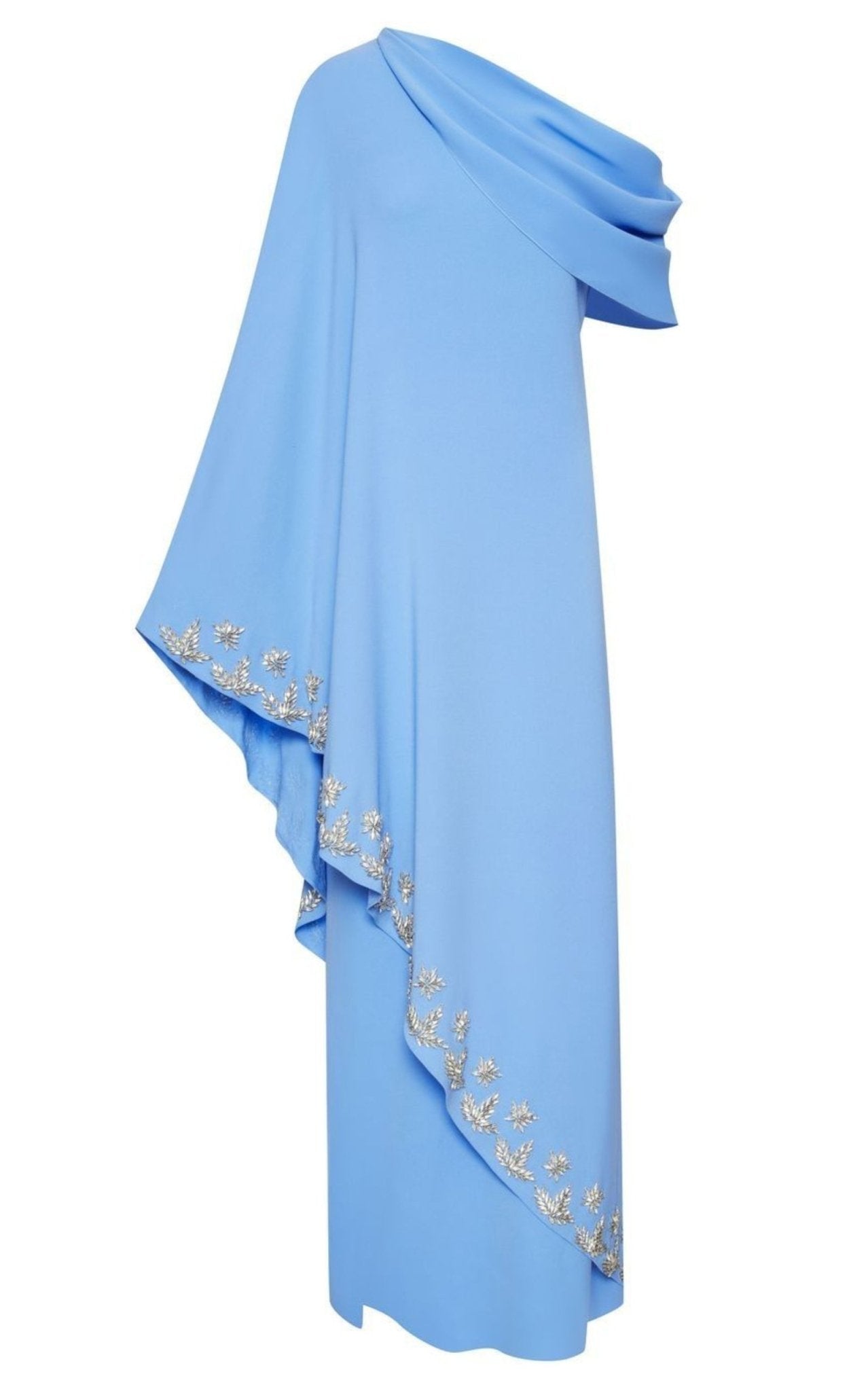 Oscar de la Renta One Shoulder Drape Crystal Embroidered Dress - Runway Catalog