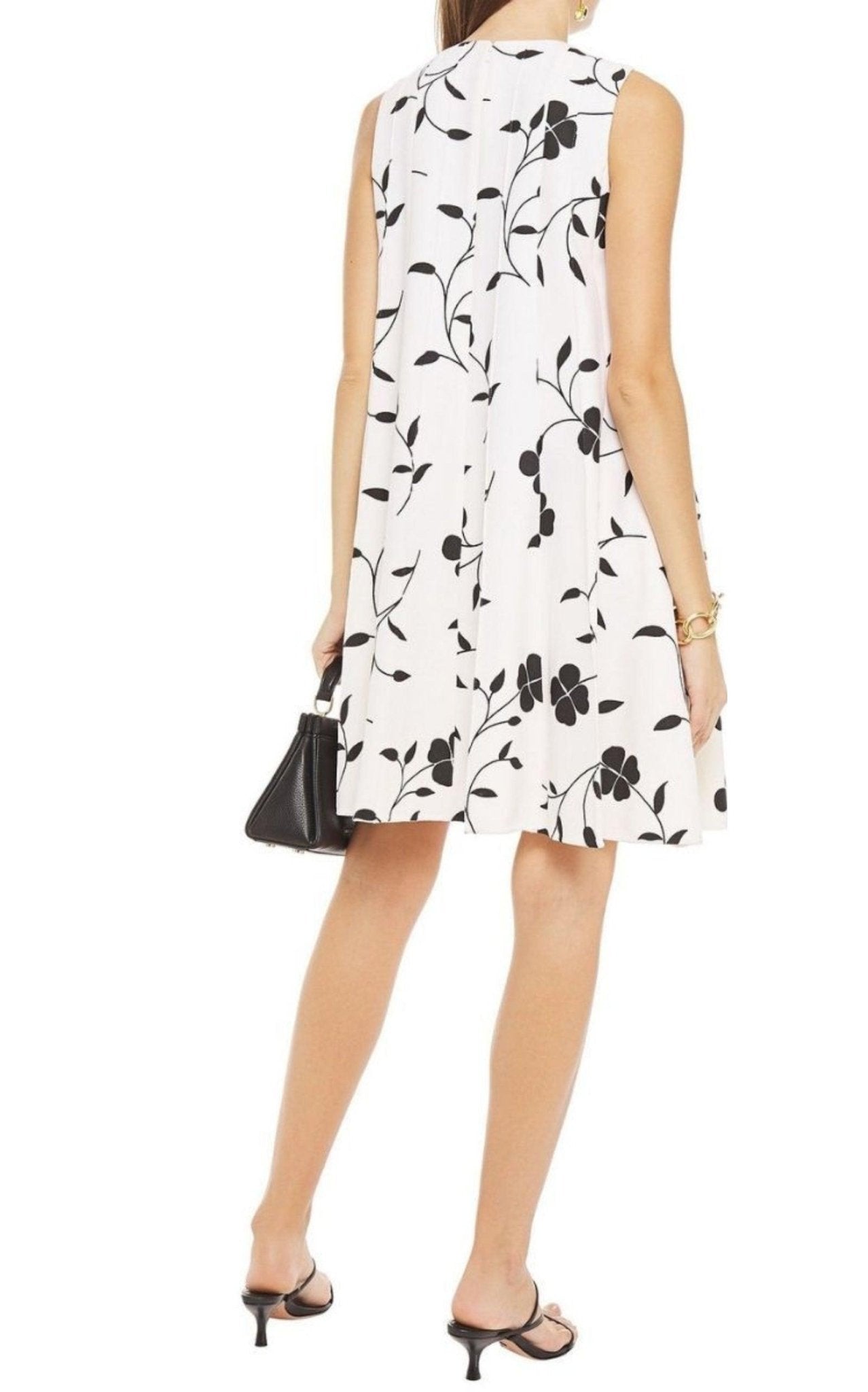 Oscar de la Renta Pleated Floral - print Grain De Poudre Dress - Runway Catalog