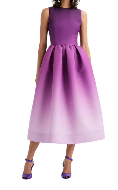 Oscar de la Renta Purple Ombre Faille Midi Dress