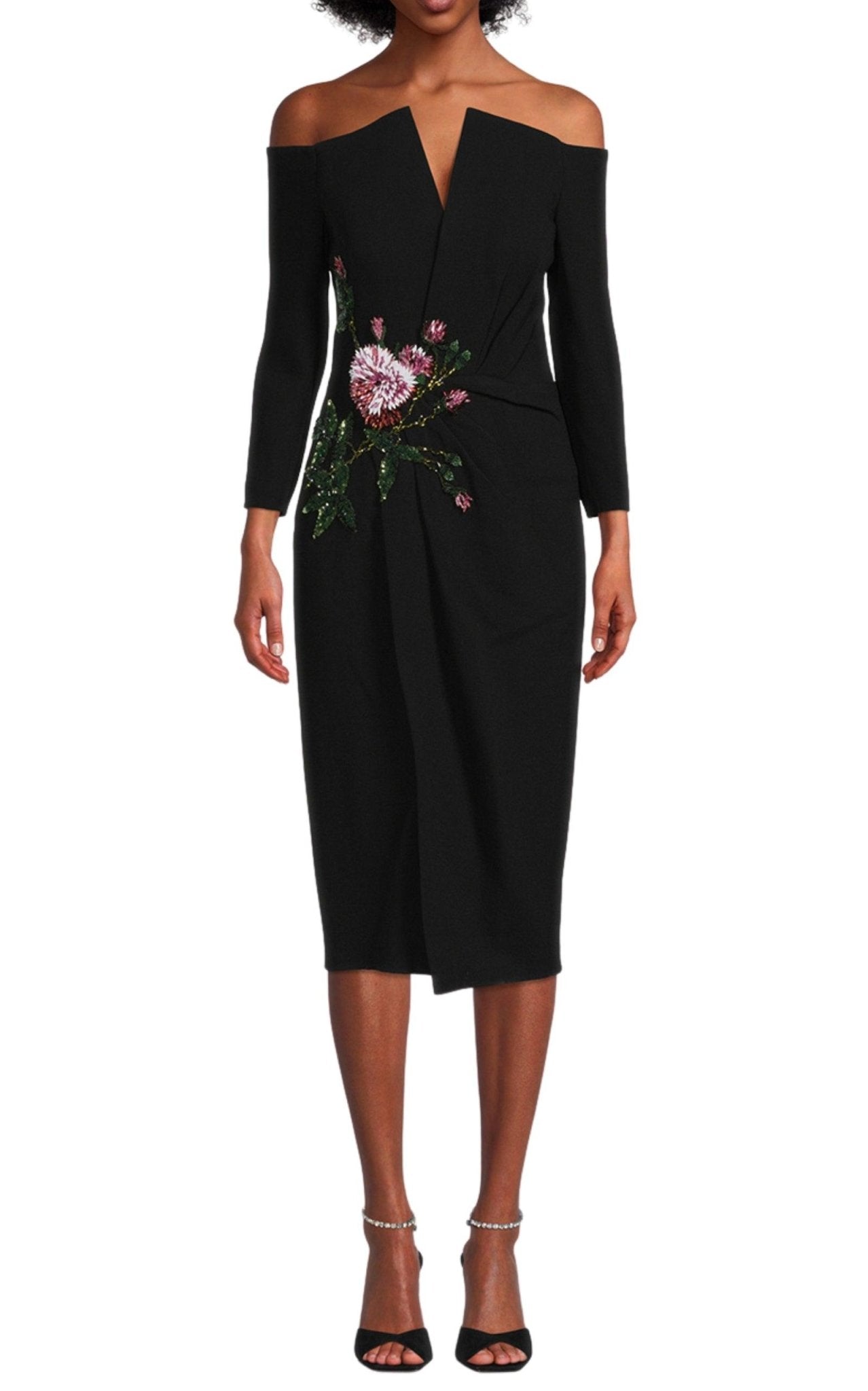 Oscar de la Renta V - neck Crystal Cocktail Dress - Runway Catalog