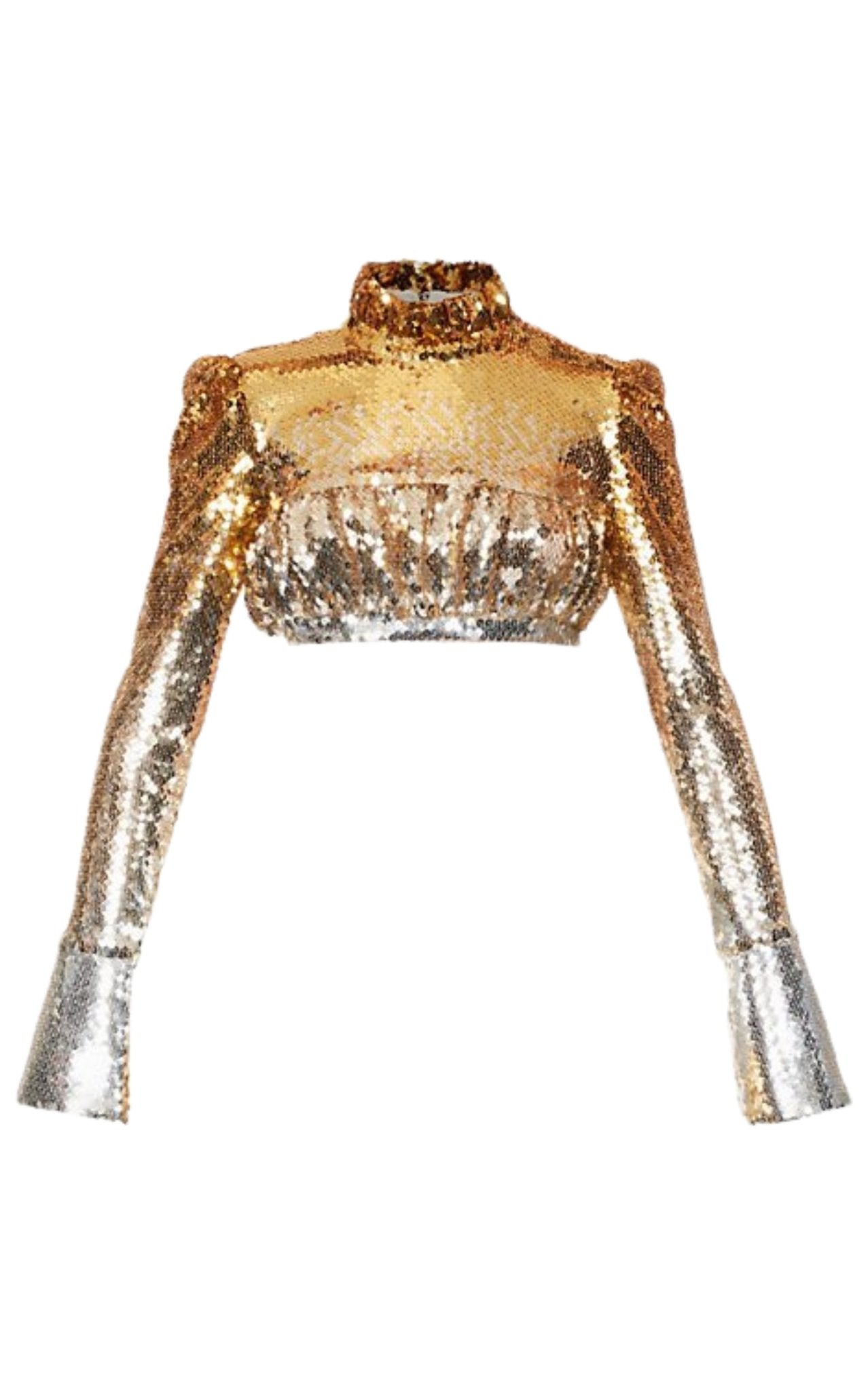 Paco Rabanne Sequin Top With High Ruffle Neck - Runway Catalog