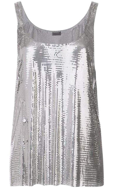 Paco Rabanne Silver Asymmetric Metal Mesh Top - Runway Catalog