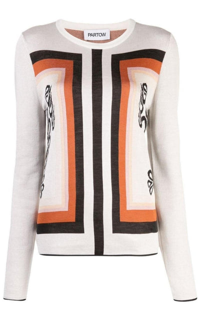 Partow Frida Jacquard Crewneck Silk Sweater - Runway Catalog