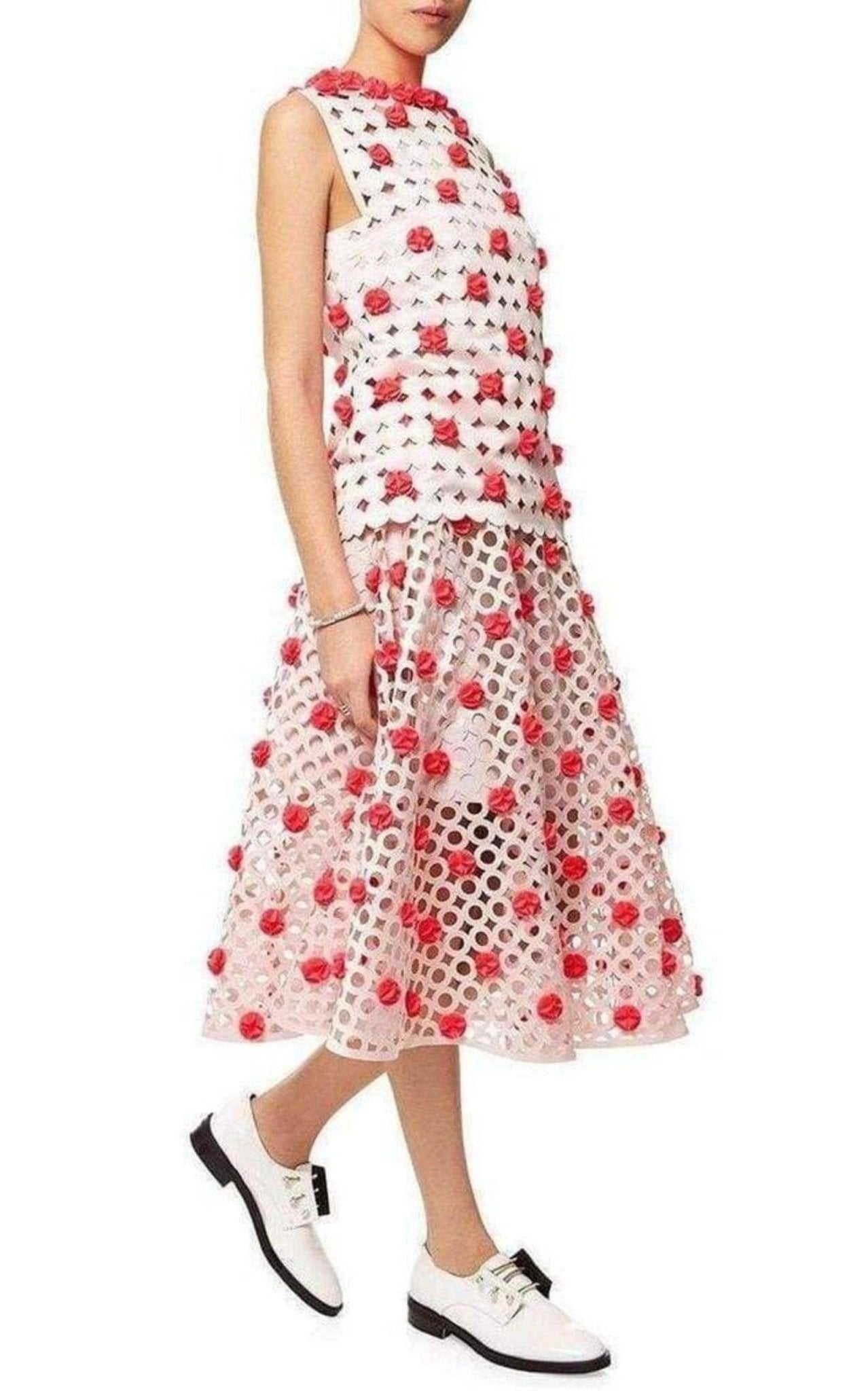 Paskal Blush Pink Laser - Cut Skirt - Runway Catalog