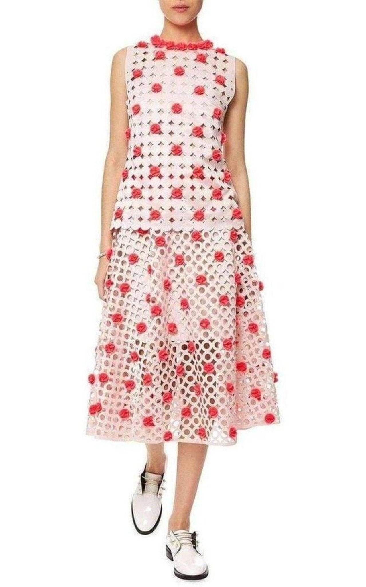 Paskal Blush Pink Laser - Cut Skirt - Runway Catalog