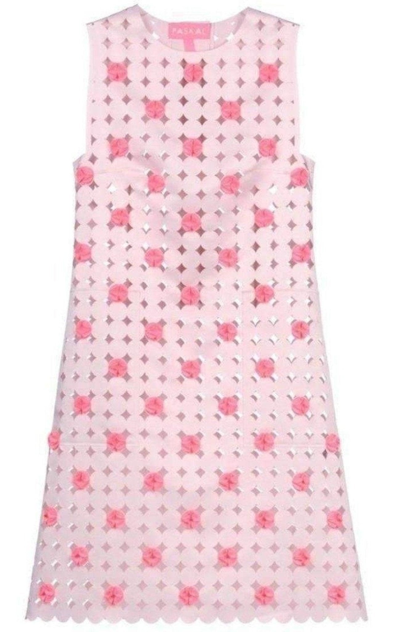 Paskal Light Pink Laser Cut Short Dress - Runway Catalog