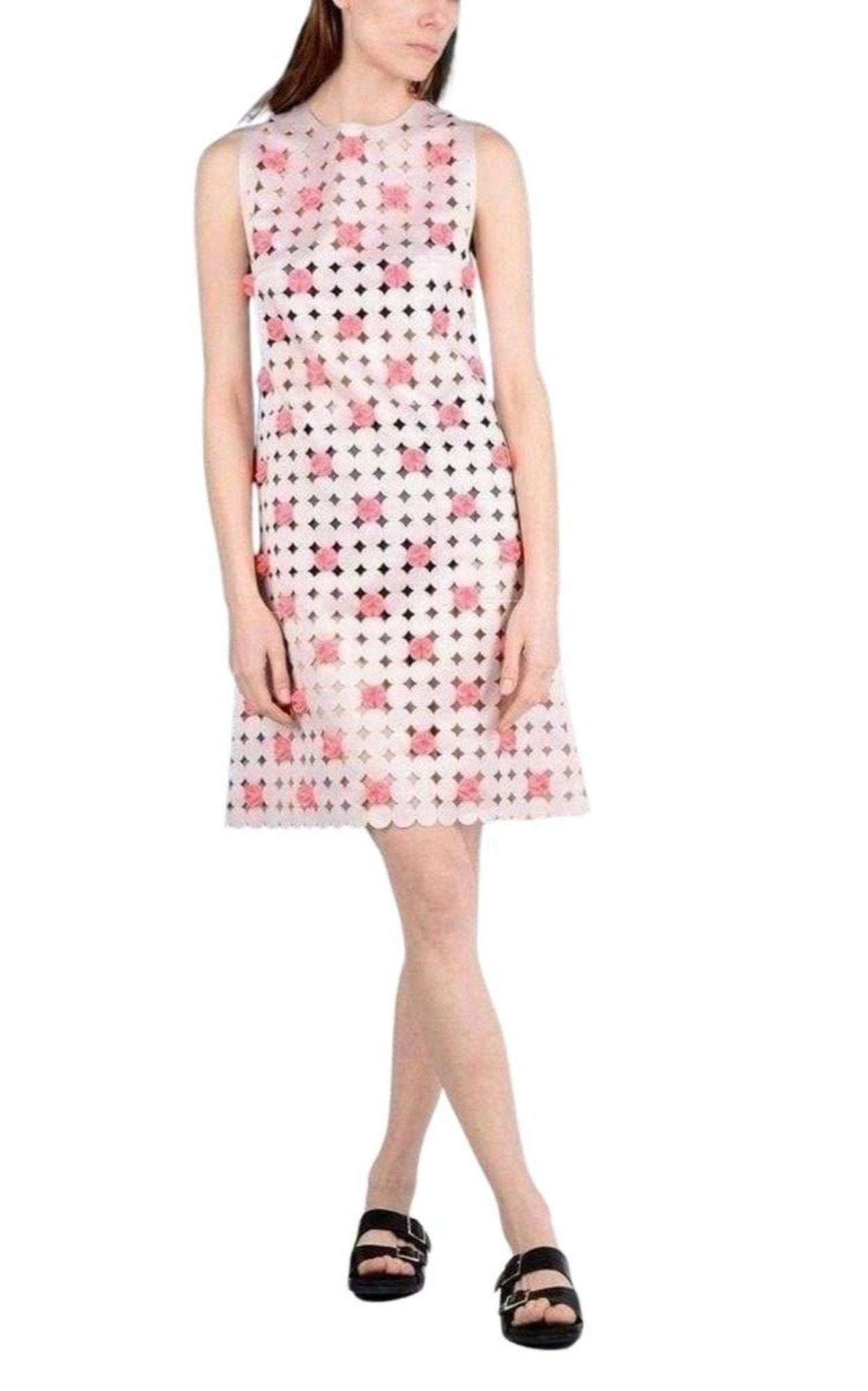 Paskal Light Pink Laser Cut Short Dress - Runway Catalog