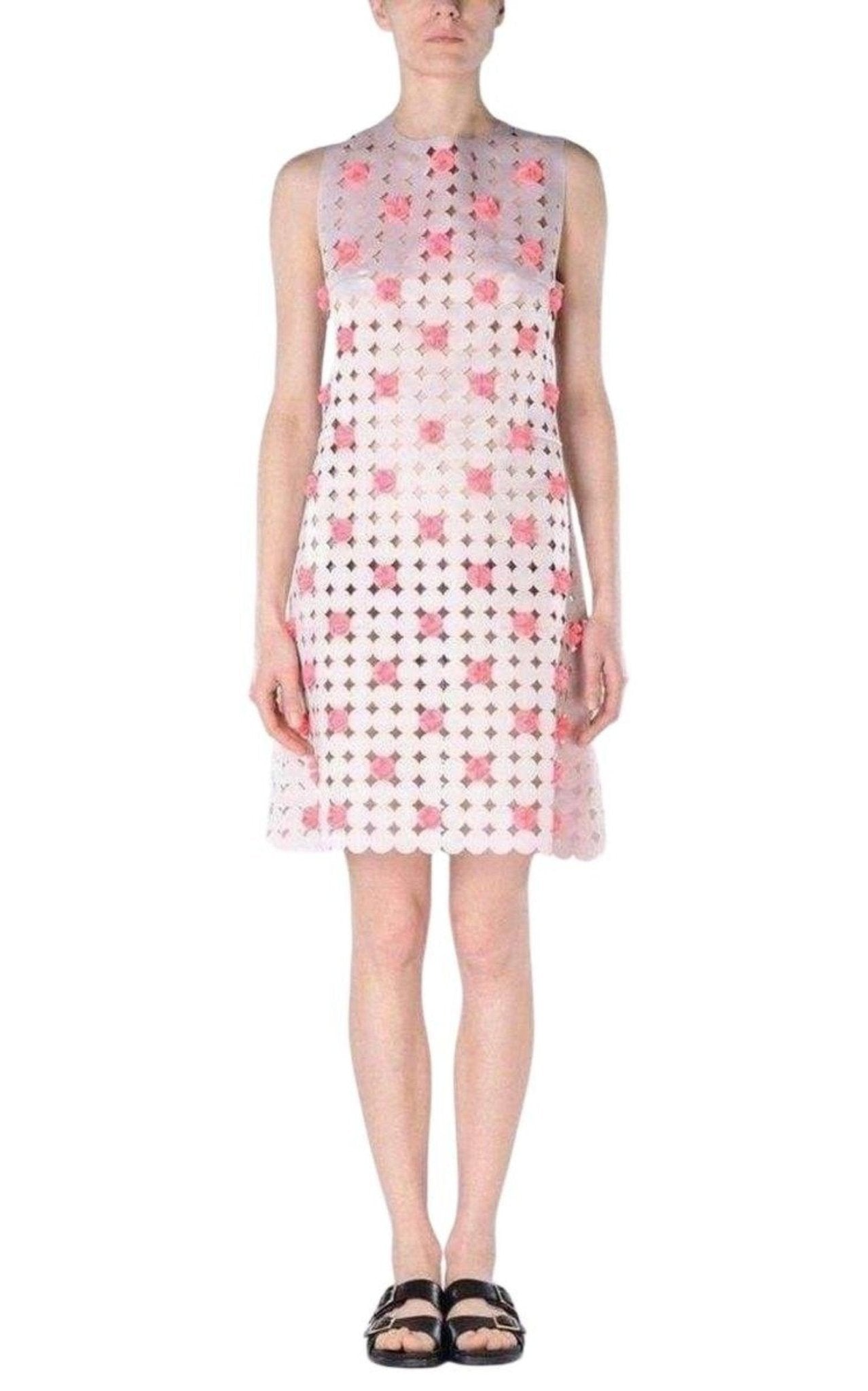 Paskal Light Pink Laser Cut Short Dress - Runway Catalog