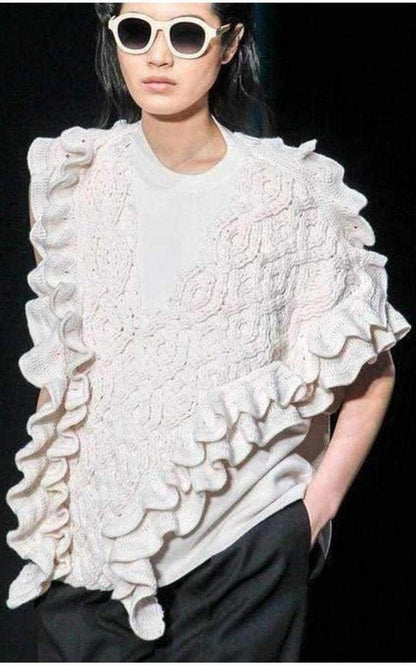 Wool Crochet Ruffle Sleeveless Knit Sweater Vest Phillip Lim