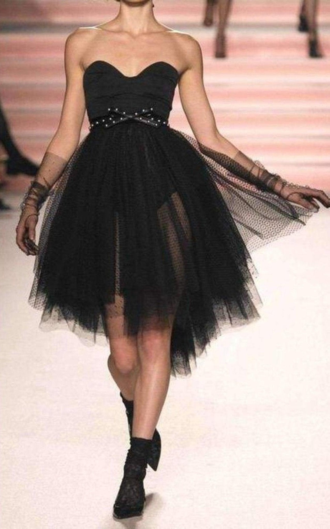 Philosophy Di Lorenzo Serafini Faille and Swiss Dot Tulle Dress - Runway Catalog